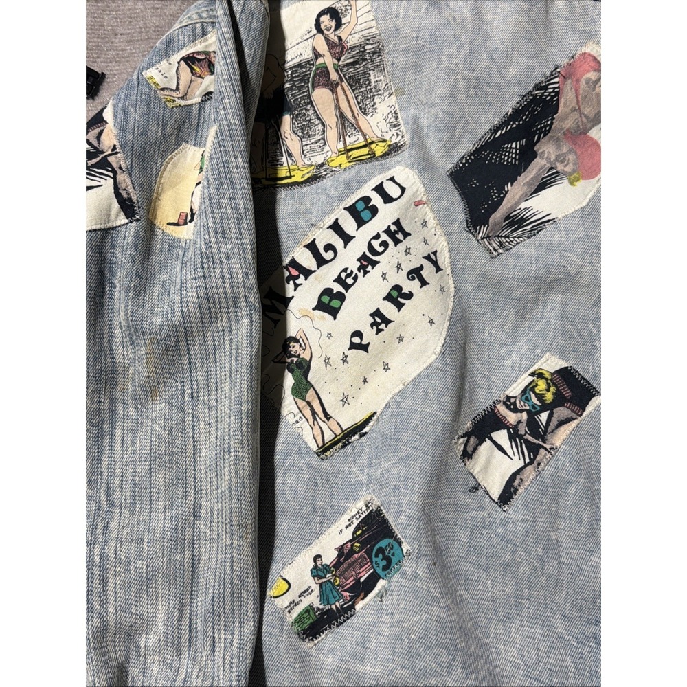 Vintage 80s Malibu USA Acid Wash Denim Jacket Size Medium - Picture 13 of 16